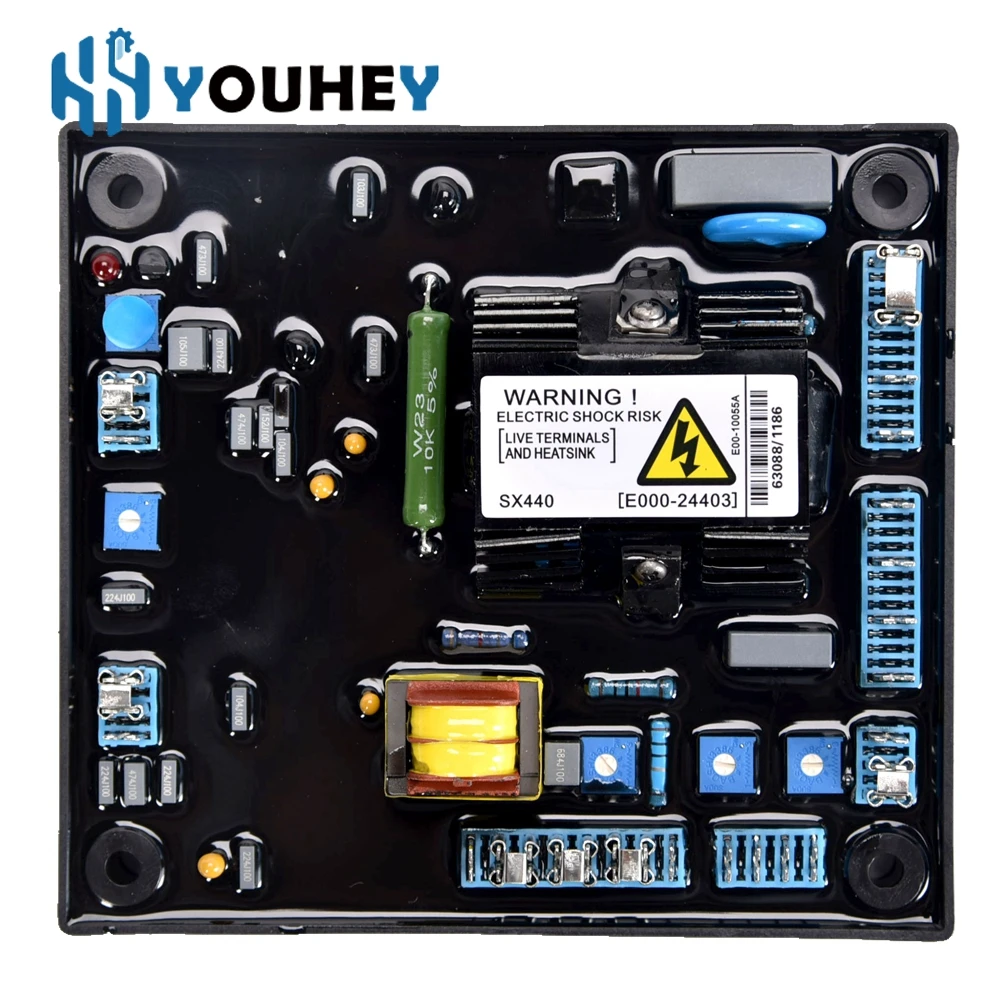 SX440 AVR Generator Regulator Automatic Voltage Control Module 200KW Single 3 Phase AC Brushless Alternator（red sx440）