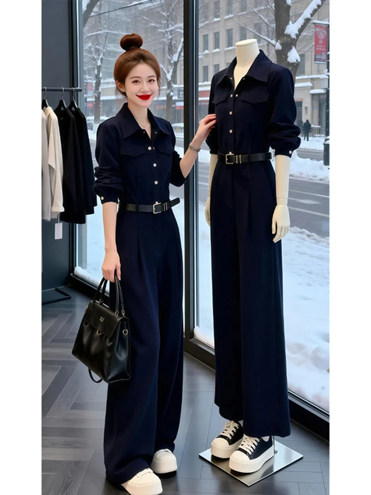 

Spring Autumn Women's Jumpsuit Set High Collar Commute Pants Casual Sle Breathable Fabric Comfortable Fit Faionable Ensemble