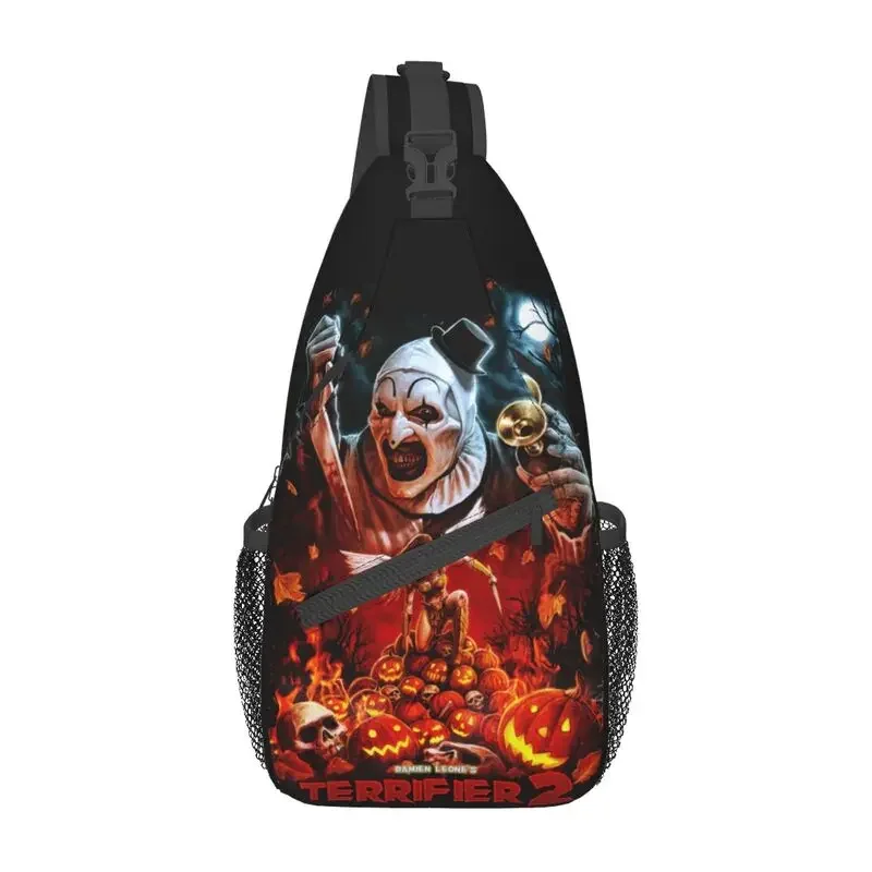 

Horror Clown Halloween Movie Terrifier Crossbody Sling Backpack Men Custom Chest Shoulder Bag for Travel Hiking Daypack