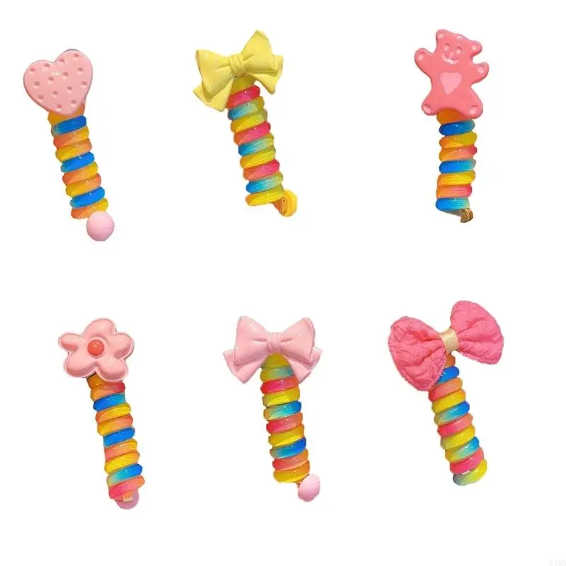 

340D Cartoon Hair Scrunchies Bracelets Headwear Elastic Braided Hair Tie Girls Ponytail Holders Phone Cord Scrunchies