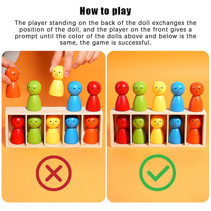 

Деревянная кукла, соответствующая цвету, семейная настольная игра, 10, яркие куклы, детский подарок на день рождения