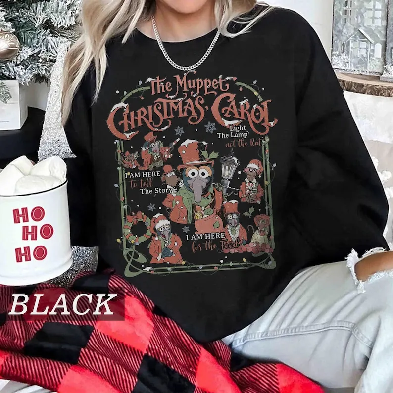 Ropa De Mujer Retro The Muppet Christmas Carol Shirt Gonzo and Rizzo Christmas Sweatshirt Xmas Movie Holiday Family Trip Gift