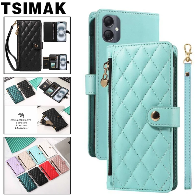 Zipper Flip Fall Für Samsung Galaxy A06 A07 A05 A05S A04 A04S Magnetische Leder Brieftasche Coque für Samsung A06 EINE 06 05 S Telefon Fall