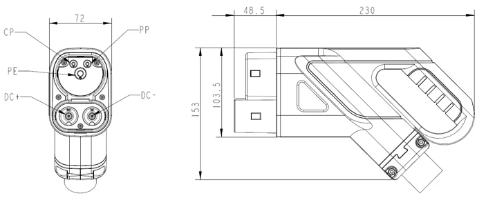 WORE TYPE 2 DC Charging Plug Connector Complying With IEC 62196-2-2016 Fast Charging Gun For Electric Vehicle