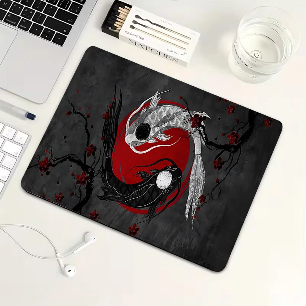 

Yin-Yang Carp Totem Small Mouse Pad Rubber Gaming Mouse Pad Mechanical Keyboard Mat PC Gaming Accessories Computer Desk Pad