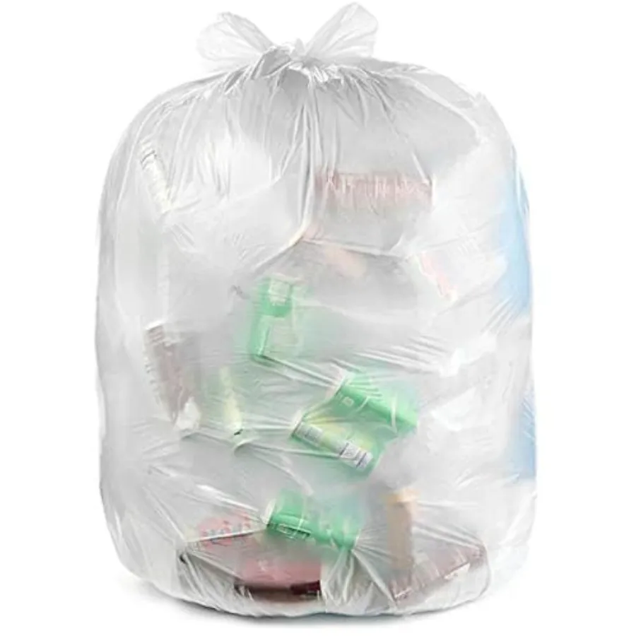 

45 Gallon 3.0 MIL Clear Heavy Duty Contractor Trash Bags with Handtie - 33" x 48" - Pack of 80 - for Construction Commercial an