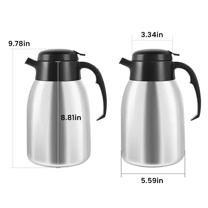 إبريق قهوة حراري 74 أونصة، ترمس لمدة 12 ساعة، إبريق معزول من الفولاذ المقاوم للصدأ للحفاظ على القهوة الساخنة/الباردة والشاي والماء والتجفيف