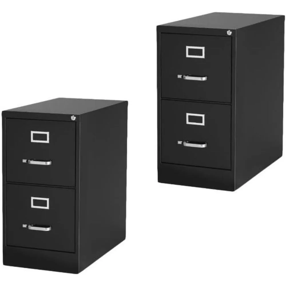 

Pair of 25-Inch Deep, Dual-Drawer Letter Size Black File Cabinets