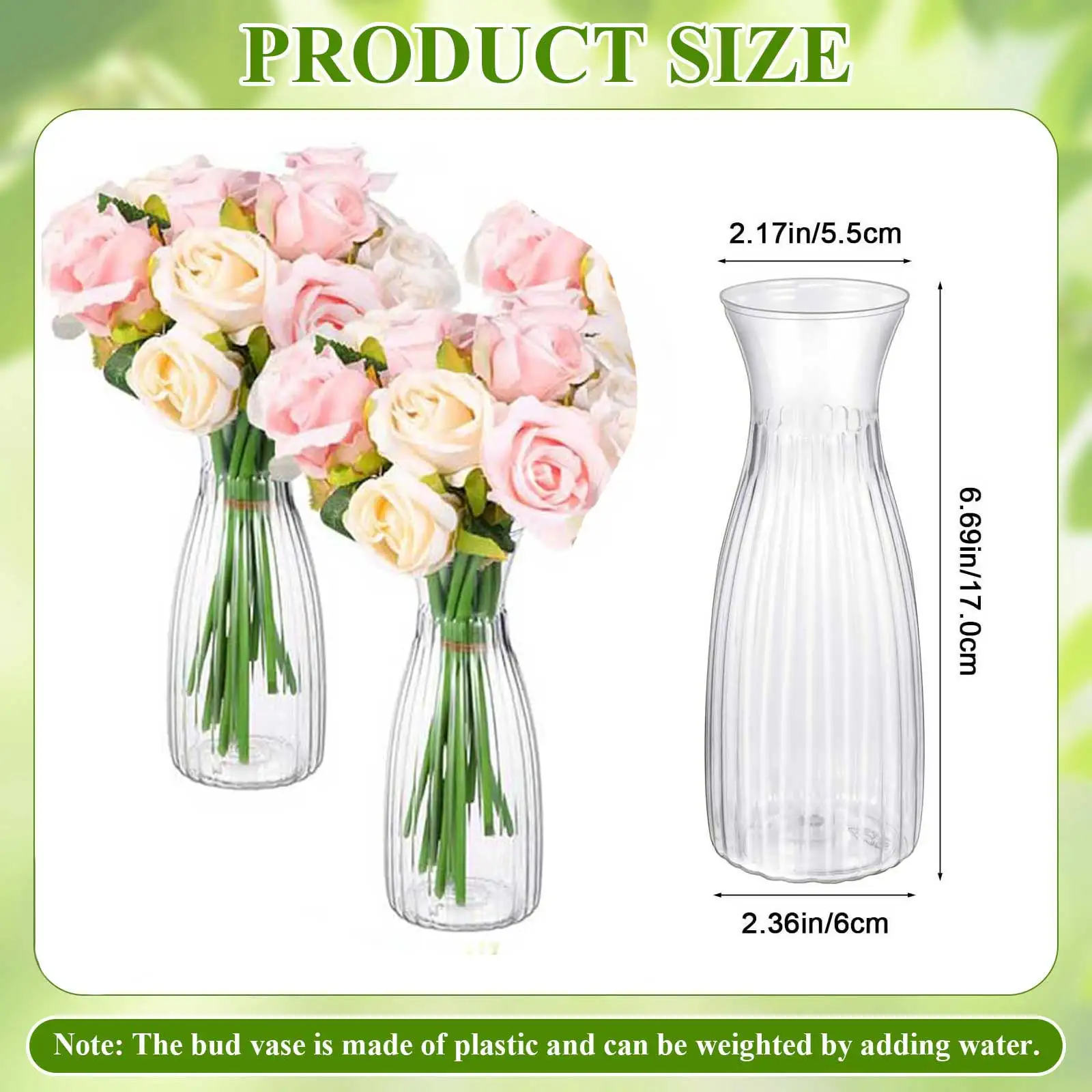 4/6/8/10 Pieces Plastic Striped Vases, Suitable for Table Decoration, Wedding, Home, Table Decoration, Dinner Party