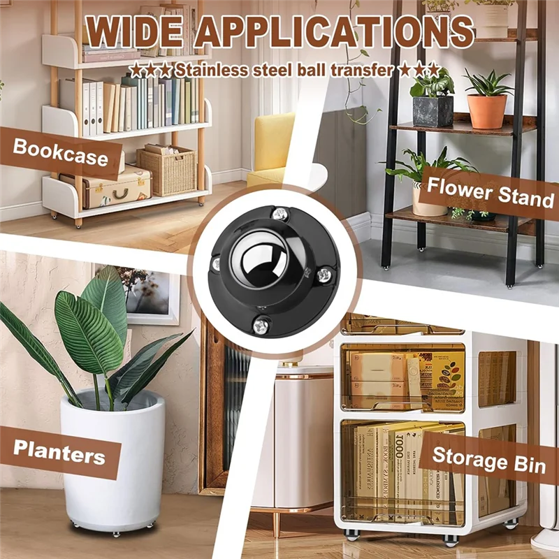 Ruote girevoli autoadesive aggiornata ABGR, 201 stecche in acciaio inossidabile su ruote