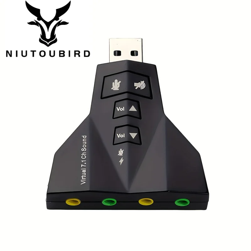 NIUTOUBIRD 1PC USB 7.1 Airplane Sound Card Applicable to Computers No Battery RequiredABSMaterial