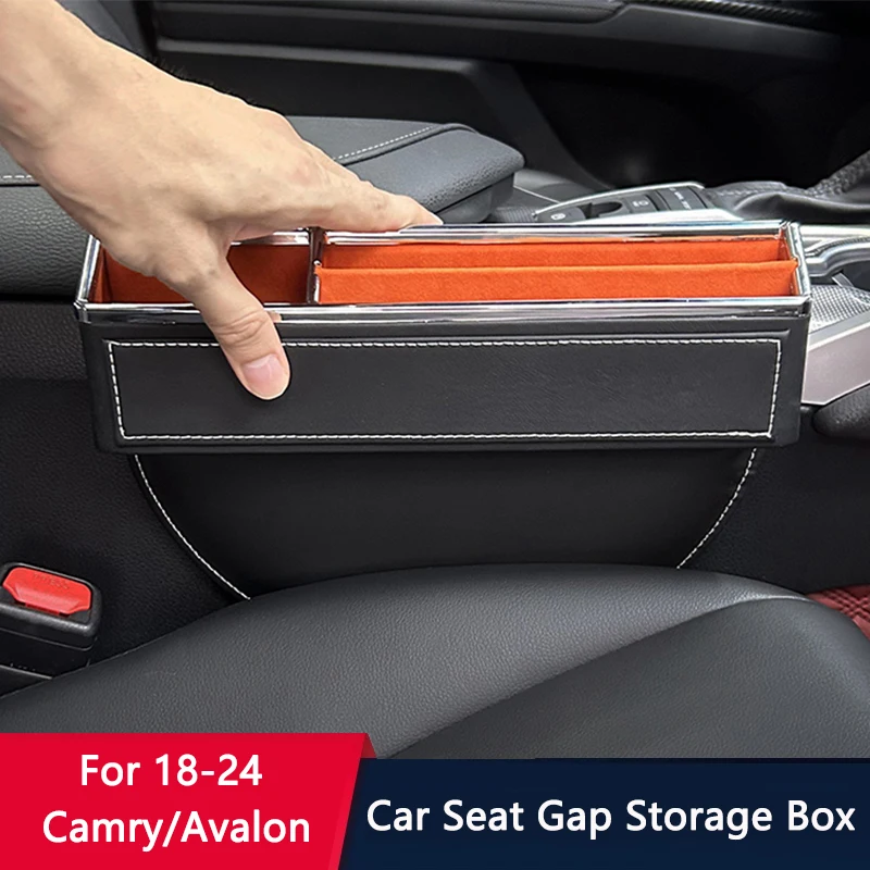 QHCP Car Seat Gap Storage Box Seat Slot Crevice Box Organizer Seat Seam Filler Phone Holder For Toyota Camry 18-24 Avalon 19-23