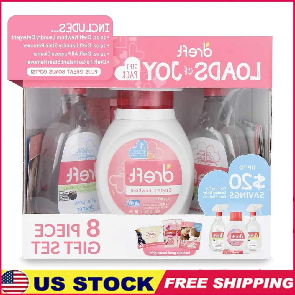 

Нежный детский подарочный набор с моющим средством для стирки, средство для удаления пятен, усилитель ароматов, 16 нагрузок, гипоаллергенный на растительной основе, 8 предметов