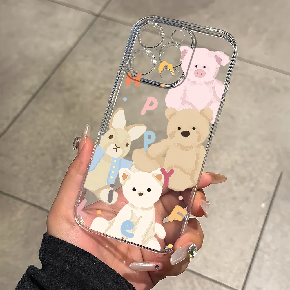 Plüschtierbuchstaben Silikon Handyhülle für iPhone 17 16 15 14 13 12 11 Pro Xs Max Air Mini 7 8 6 6s Plus SE 2020 2022 Cover