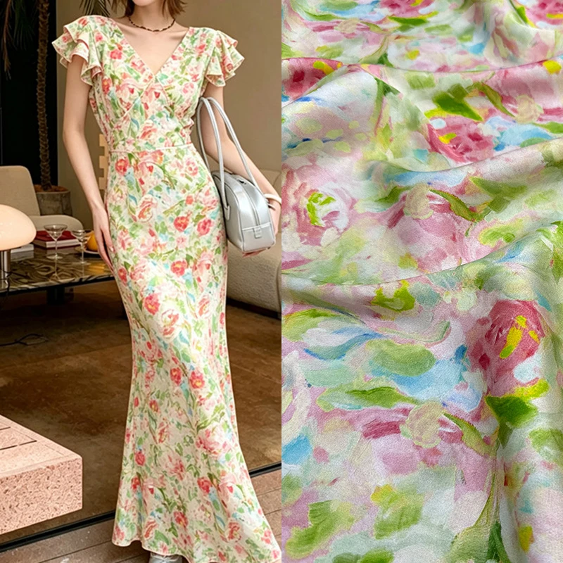 tissu-en-soie-verte-elastique-imprime-de-fleurs-rouges-pour-robes-d'ete-pantalons-pyjamas-largeur-140-cm-19-mm-materiau-de-couture-diy-fr6954