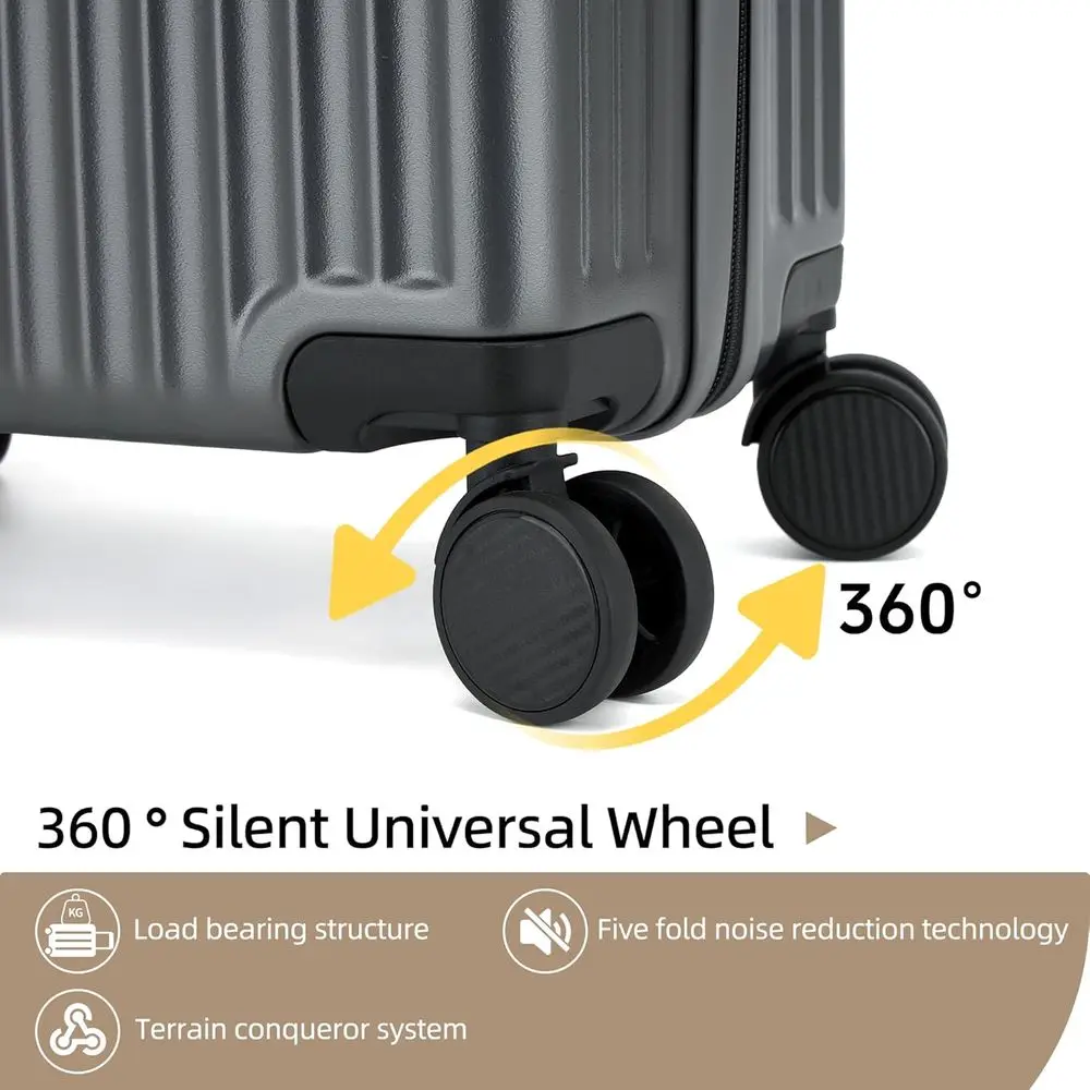 20 Airline-Approved Hard Shell Spinner Suitcase with TSA Lock, 22x14x9, Grey