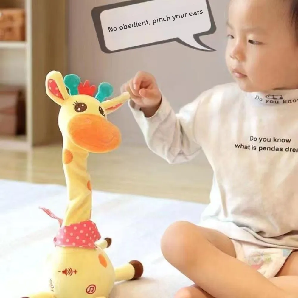 Repeating What You Say Dancing Talking Giraffe Toy with 10 Songs Plush Swaying Dancing Giraffe Adjustable Volume Musical