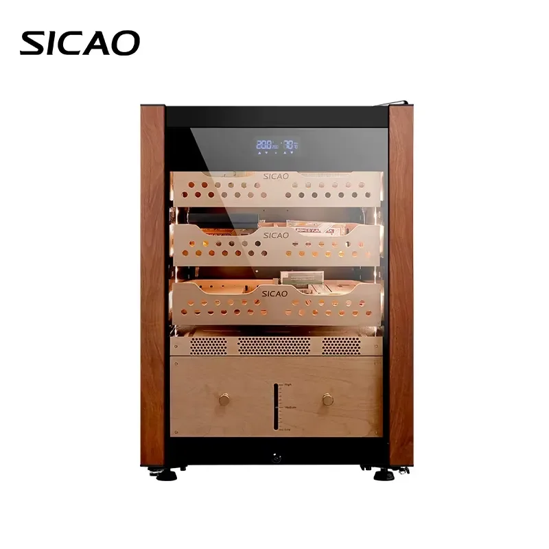 Compressor Cooling Cigar Humidor Spanish Cedar Wood Cabinet Case Showcase Storage Box for Cigars Home Bar Display Furniture