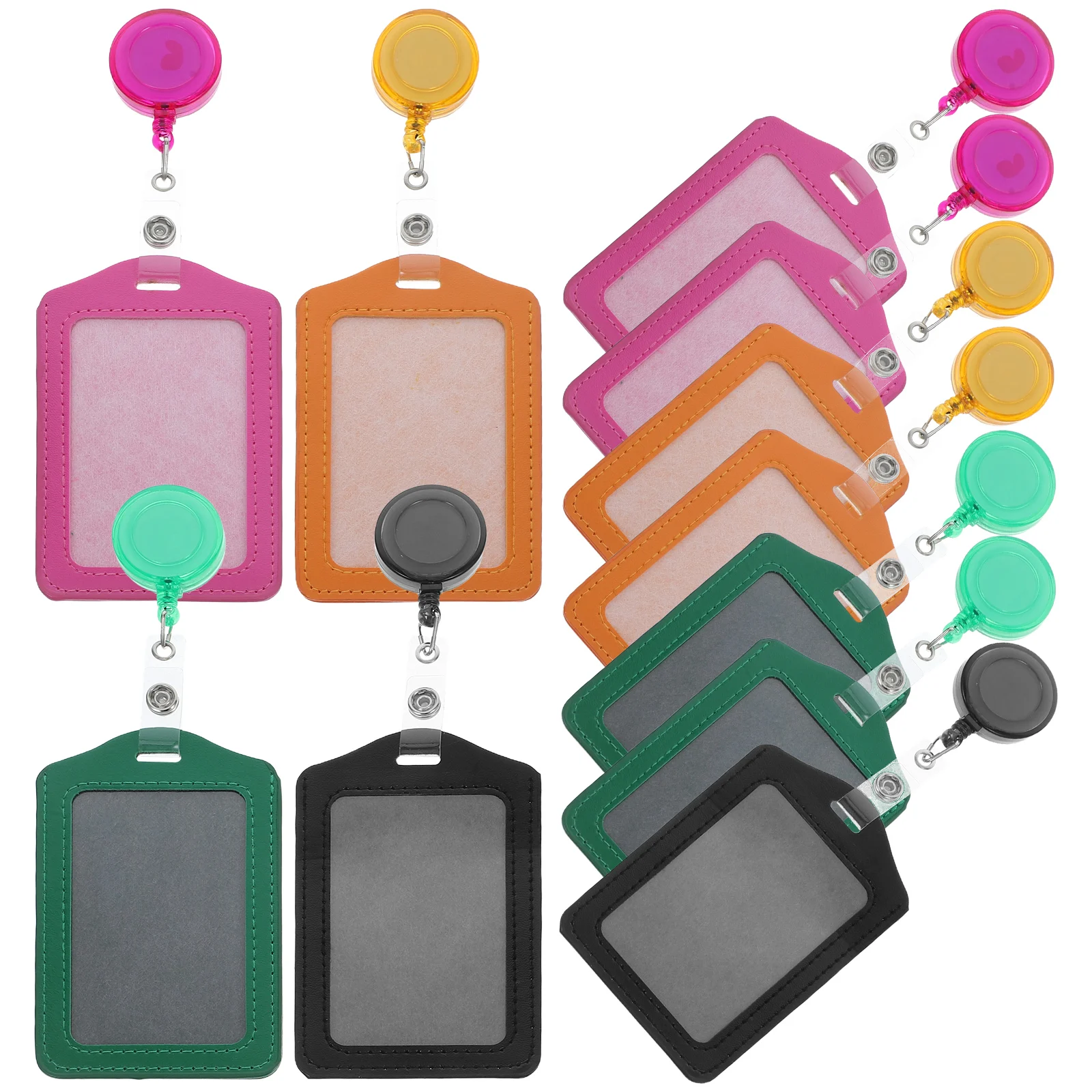 

10pcs ID Card Holder Vertical Pass Case Nurse Pouch Easy Buckle Pu Badge Holder Business Card Protection