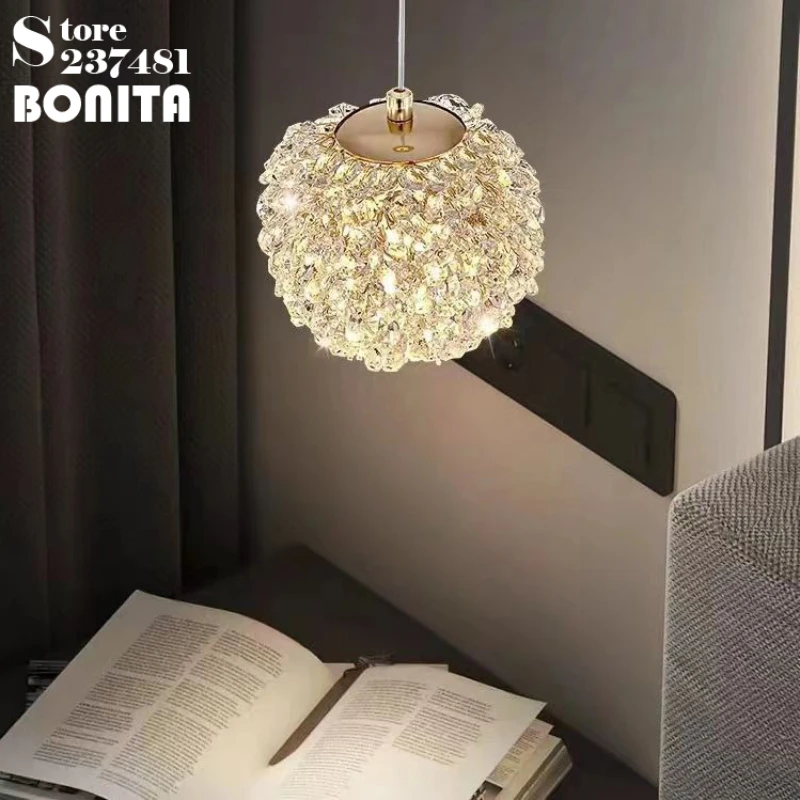 K9 Crystal Small Pendant Lamp Romantic Luxury Modern Bedside Dinning Room Corridor Lighting Fixture Diamond Flower Bud Droplight