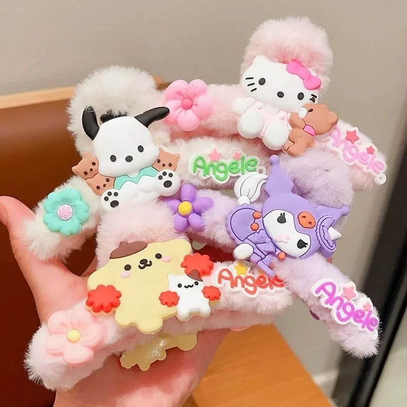 Sanrio Cute Cartoon Plush Grab Clip Female Back Of Head Disc Hair Shark Clip Hair Clip Internet Celebrityhair Clip Headpiece