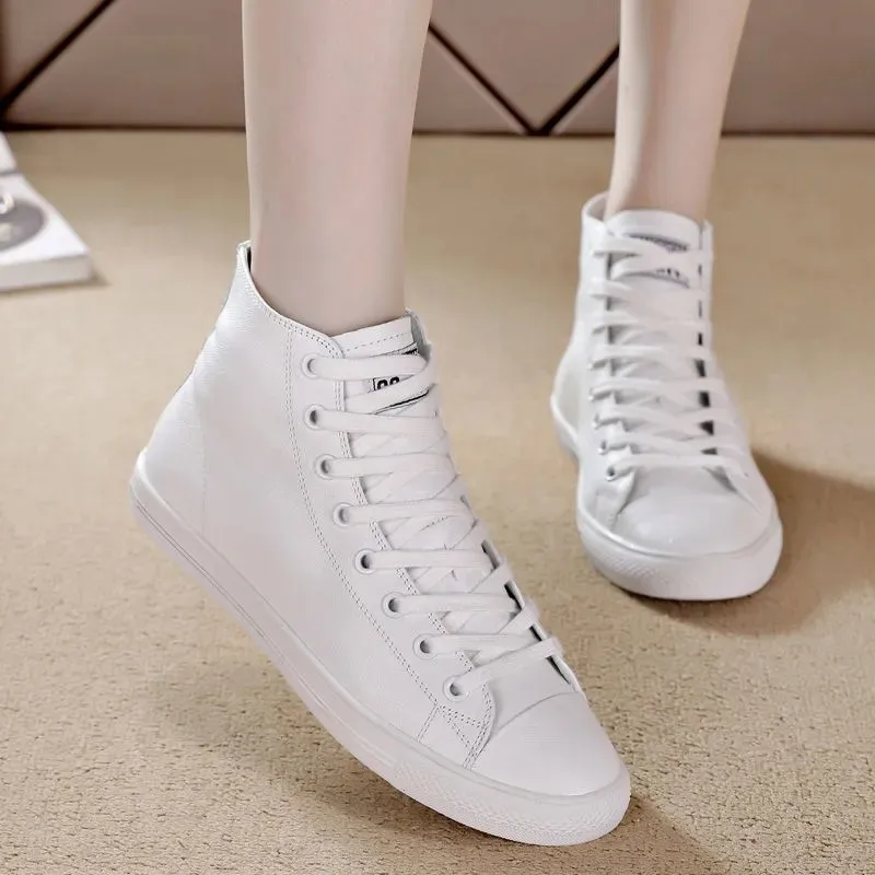 

Women's White Shoes2025Spring New Flat Sneakers Comfortable Versatile High-top Sports Casual Shoes
