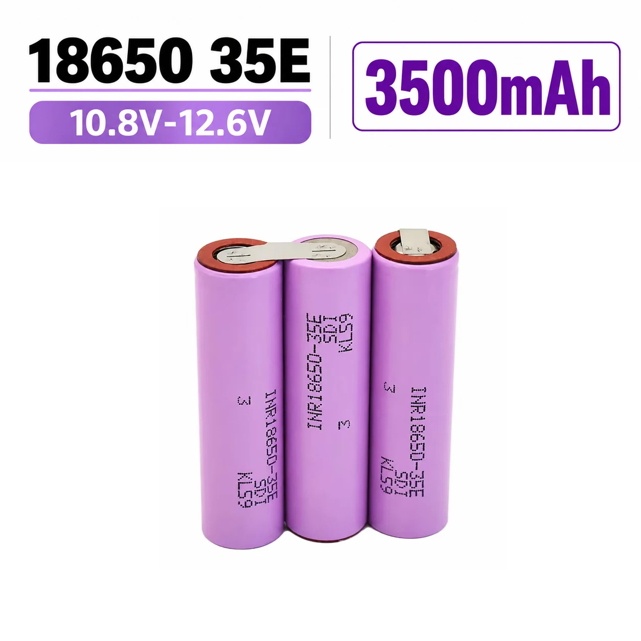 18650 35E 3500mAh Rechargeable Li-ion Battery Pack 12V 14.4V 18V 21V 25.2V 3S1P 4S1P 5S1P 6S1P for Cordless Drill Battery DIY