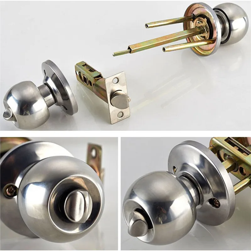 Aluminum Alloy Round Door Knobs Rotation Lock Knobset Handle Metal Door Knob With Key Three-Pole Spherical Door Lock Door Handle