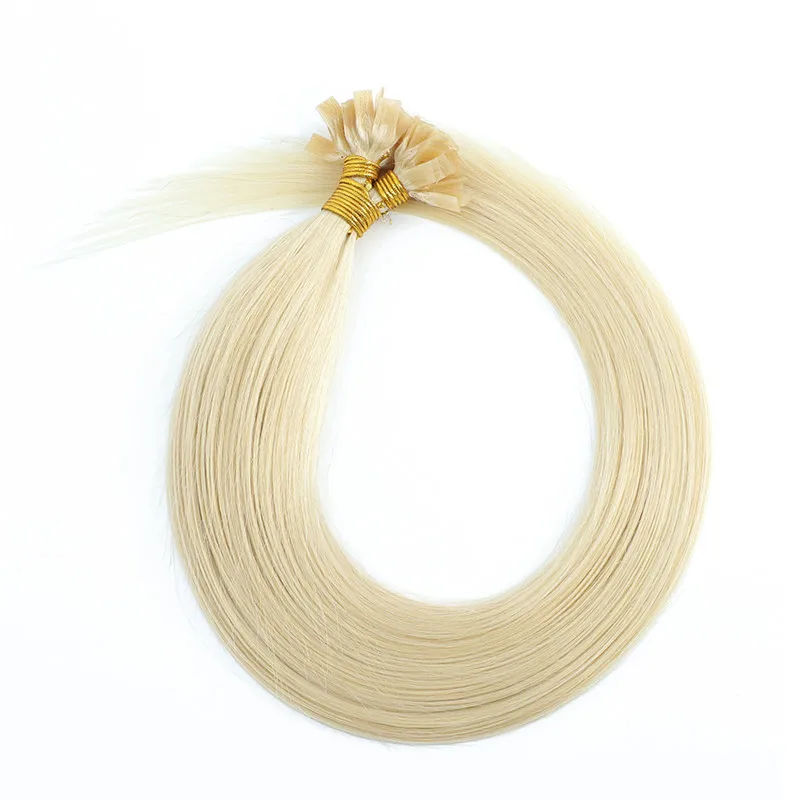 VSR Flat Tip Hair For Salon 60cm Platinum Blonde 25Pcs 50pcs /Pack Machine Remy Fusion Keratin Flat Tip Human Hair Extensions