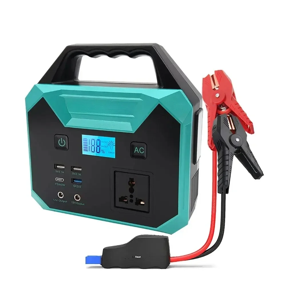 

12V Portable Car Battery Charger Jump Starter 6000A Battery Maintainer Charger truck jumper With 200W Power Station