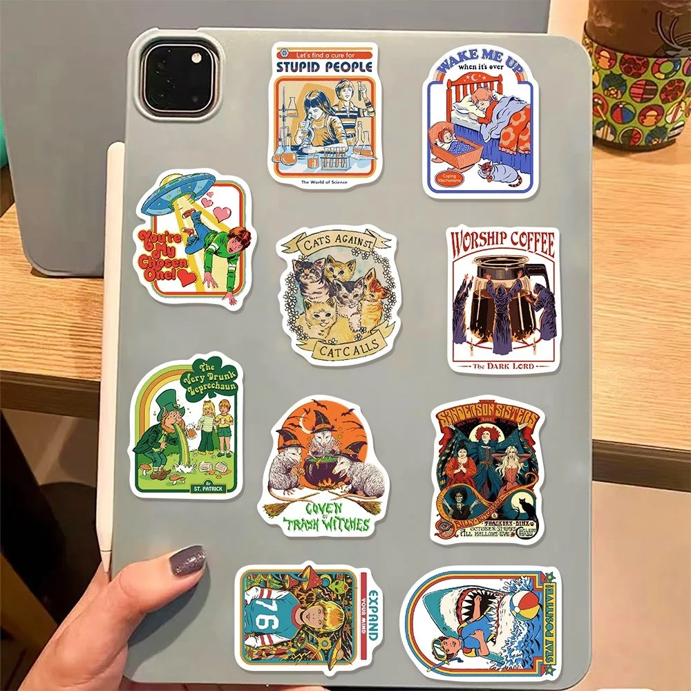 50Pcs Humorous Retro Stickers Cartoon Character Graffiti Stickers DIY Phone Case Water Cup Sticker Pack
