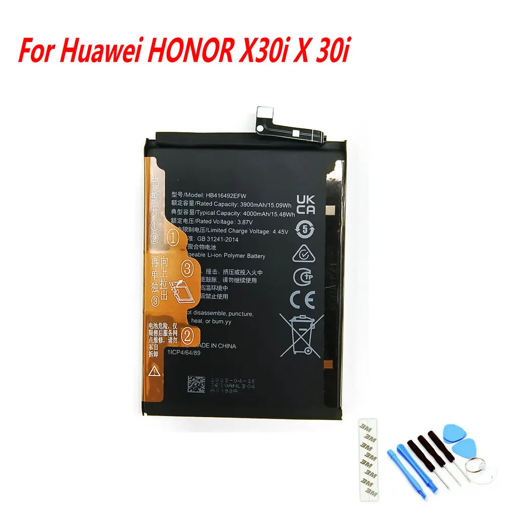 

Original 3.87V 4000mAh HB416492EFW Battery ForFor Huawei HONOR X30i X 30i Mobile Phone