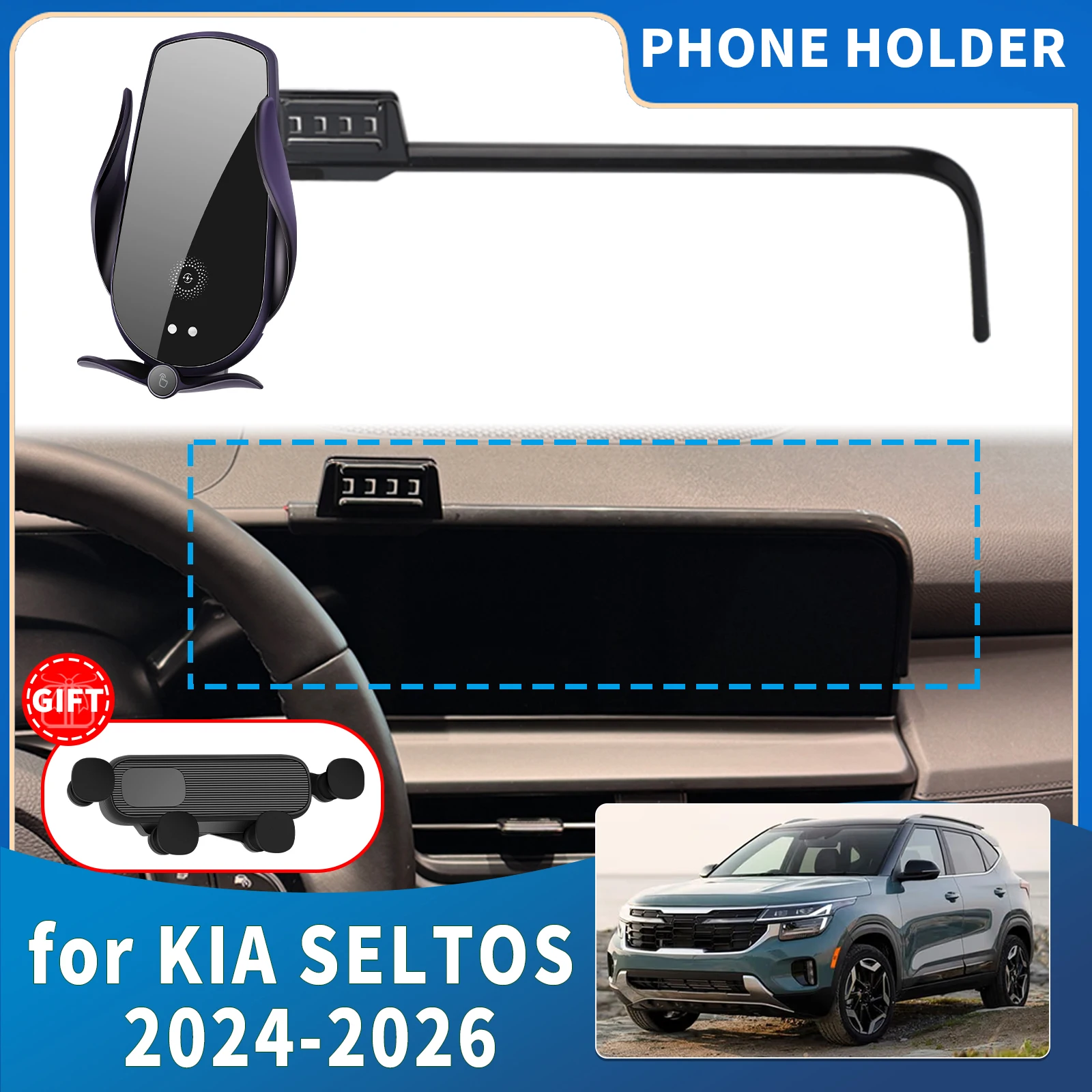 

fit for KIA SELTOS 2024 2025 2026 Phone Holder Integrated Screen Mount Phone Holder Mount Car accessoires