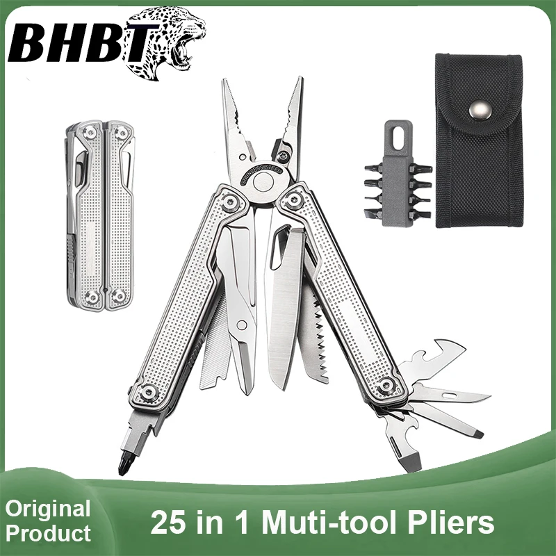 BHBT 25 in 1 Multitool Pliers EDC Pocket Knife Portable Outdoor Camping Survival Multi Functional Hand Tool with Bits