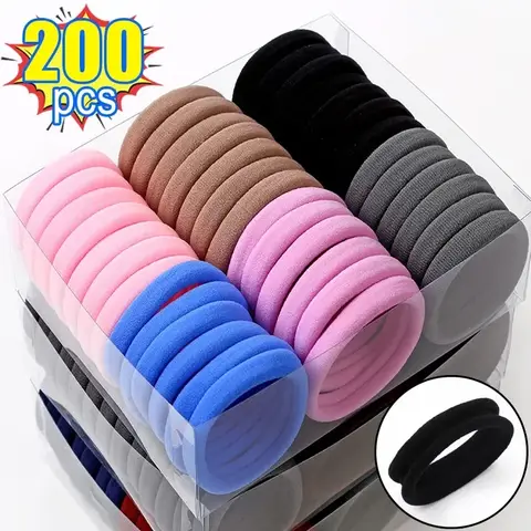 50-200 pièces femmes épaissir coloré basique Nylon élastique cheveux cravates filles queue de cheval tenir Scrunchie élastique bébé cheveux accessoires