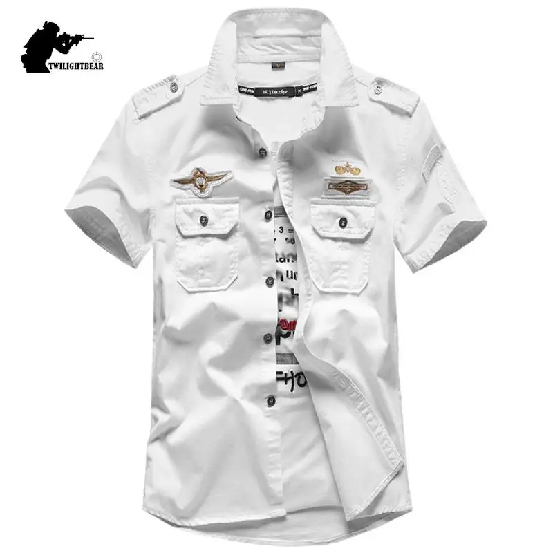 Summer Men\'s Short Sleeve Shirts Oversized Pure Cotton Embroidery Fit Slim Casual Shirt Men Clothing Plus Size Shirt 6XL AF015