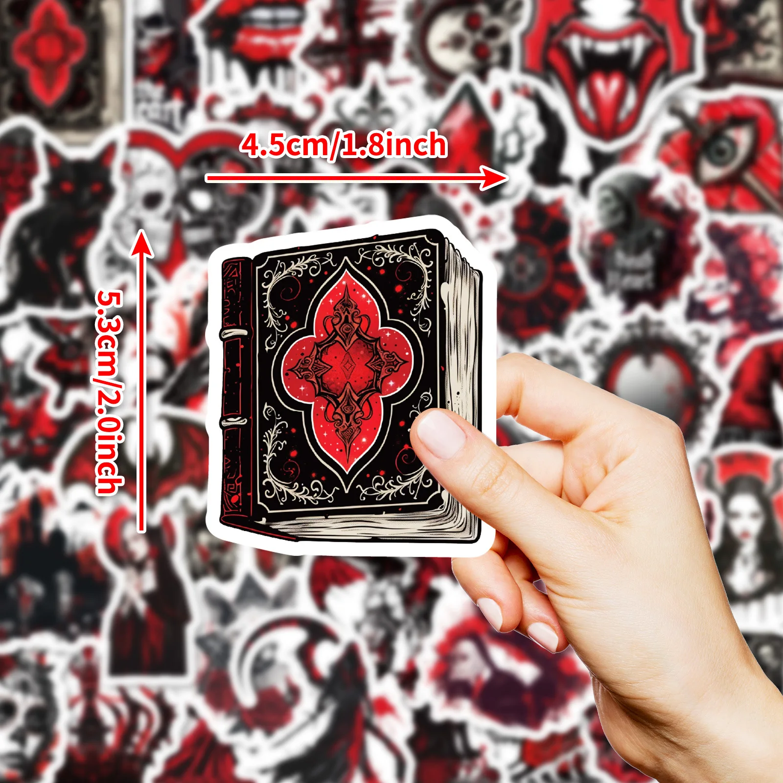 10/30/50PCS Gothic Style Satanic Red And Black Skull Thriller Horror Sticker Graffiti Decorative Water Cup Laptop Sticker