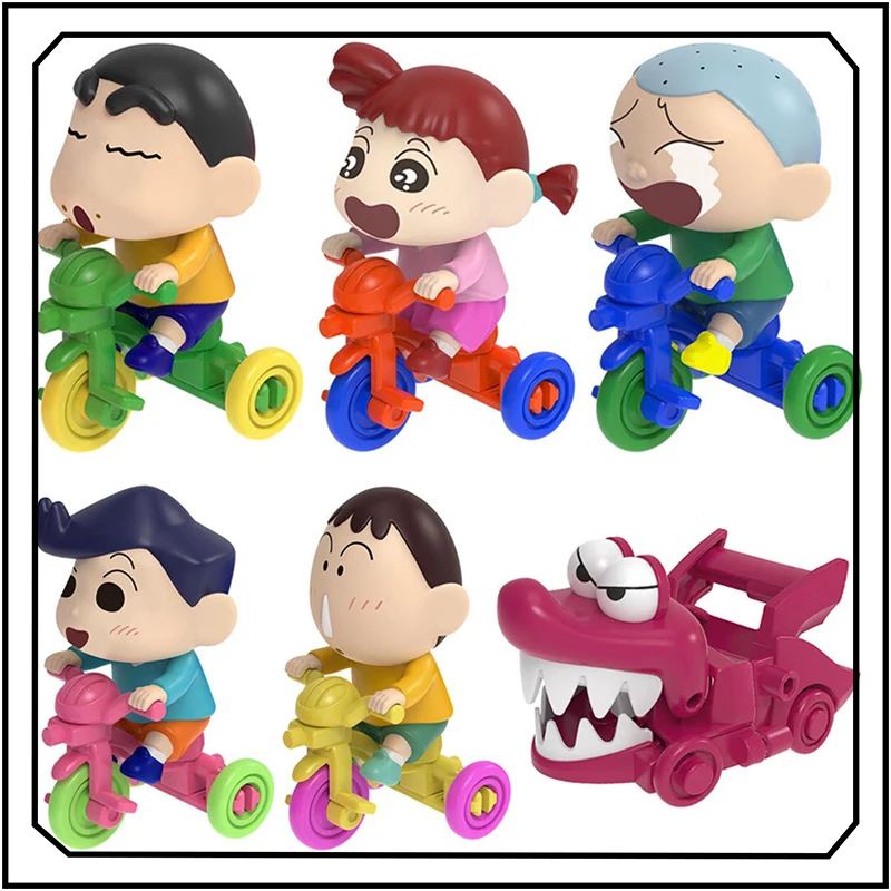 

Crayon Shin-chan Anime Figures By Bike Modeling Kawaii Desktop Ornament Childhood Memories Action Figure Model Toys
