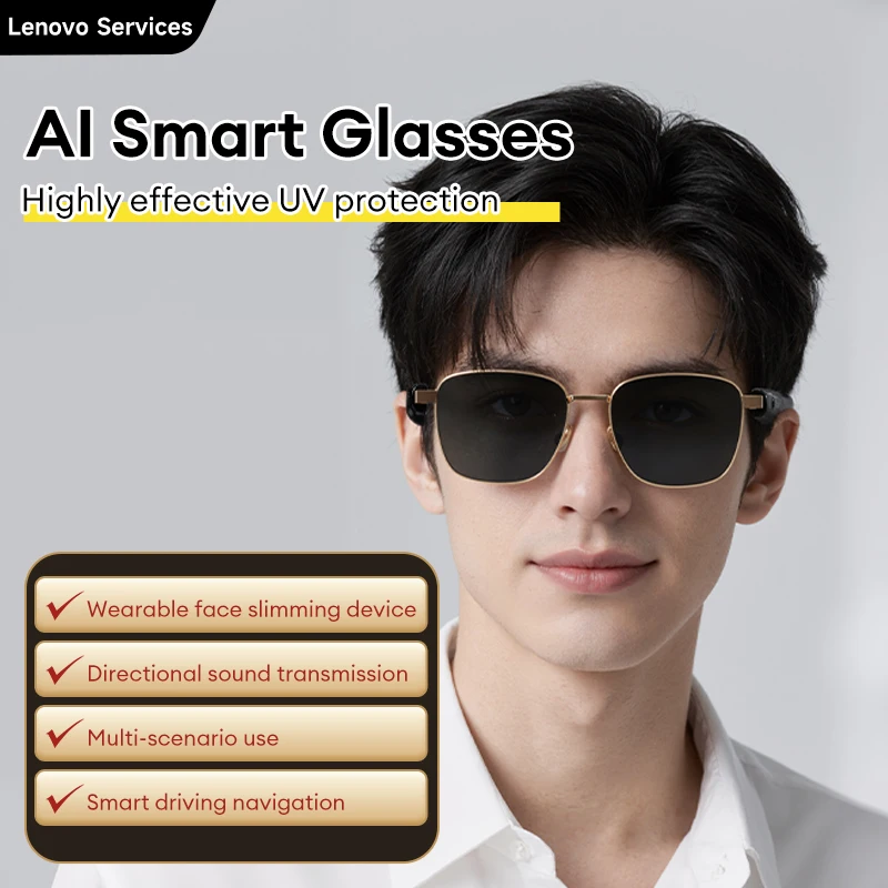 

Lenovo New GS103 Smart Glasses Polarized Sunglass Lenses Audio Built-in Mic & Speakers Touch & Voice Assistant Smart Sunglasses