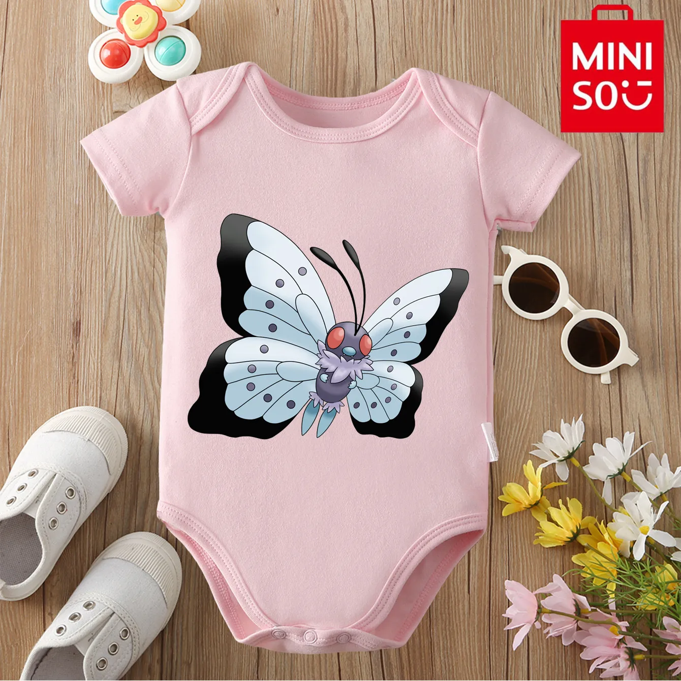 

MINISO Pocket Monster Meowth Pure Cotton Cloths Japanese Style Bodysuit for Baby Onesie Jumpsuit for 0 To 12 Months Newborn