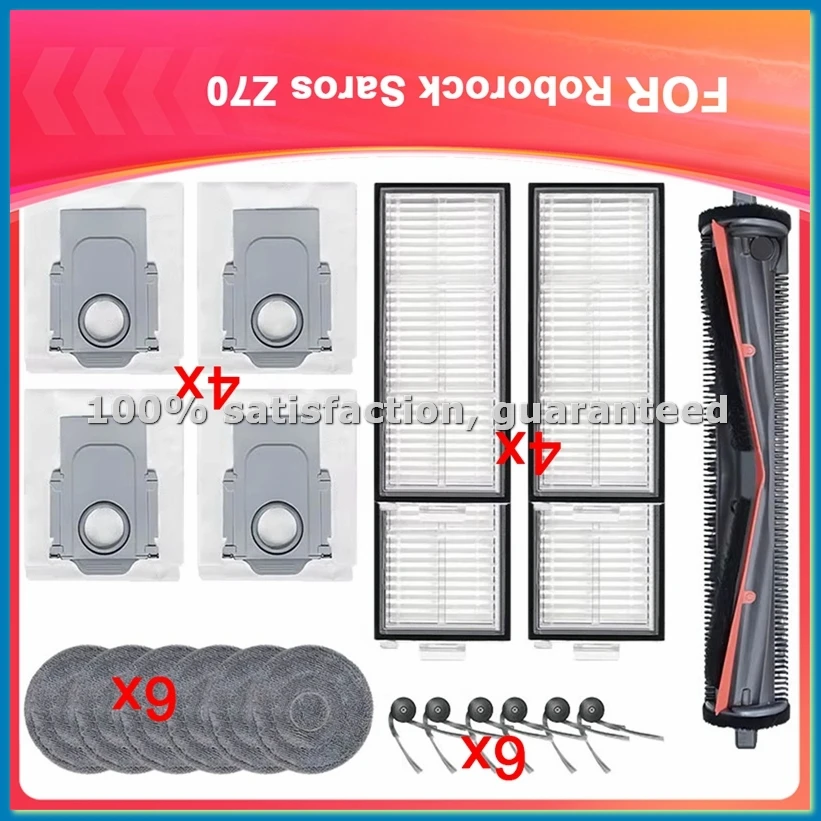 For Saros Z70/G30 Space Cleaning Machine Accessories Anti Entanglement Main Brush, Filter Mop Pad, Dust Bag-A09G