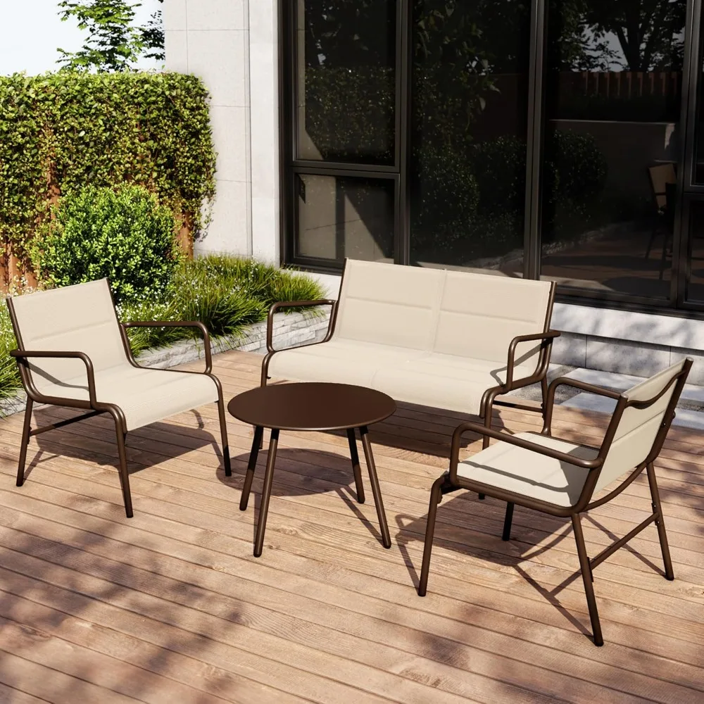 

4 Seats Outdoor Furniture Set, Waterproof Patio Furniture Set, Patio Loveseat with Coffee Table