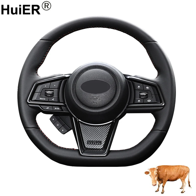 For Subaru WRK 2023 2024 2025 Cow Leather Hand Sewing Car Steering Wheel Cover Interior Non-slip Auto Interior Accessories