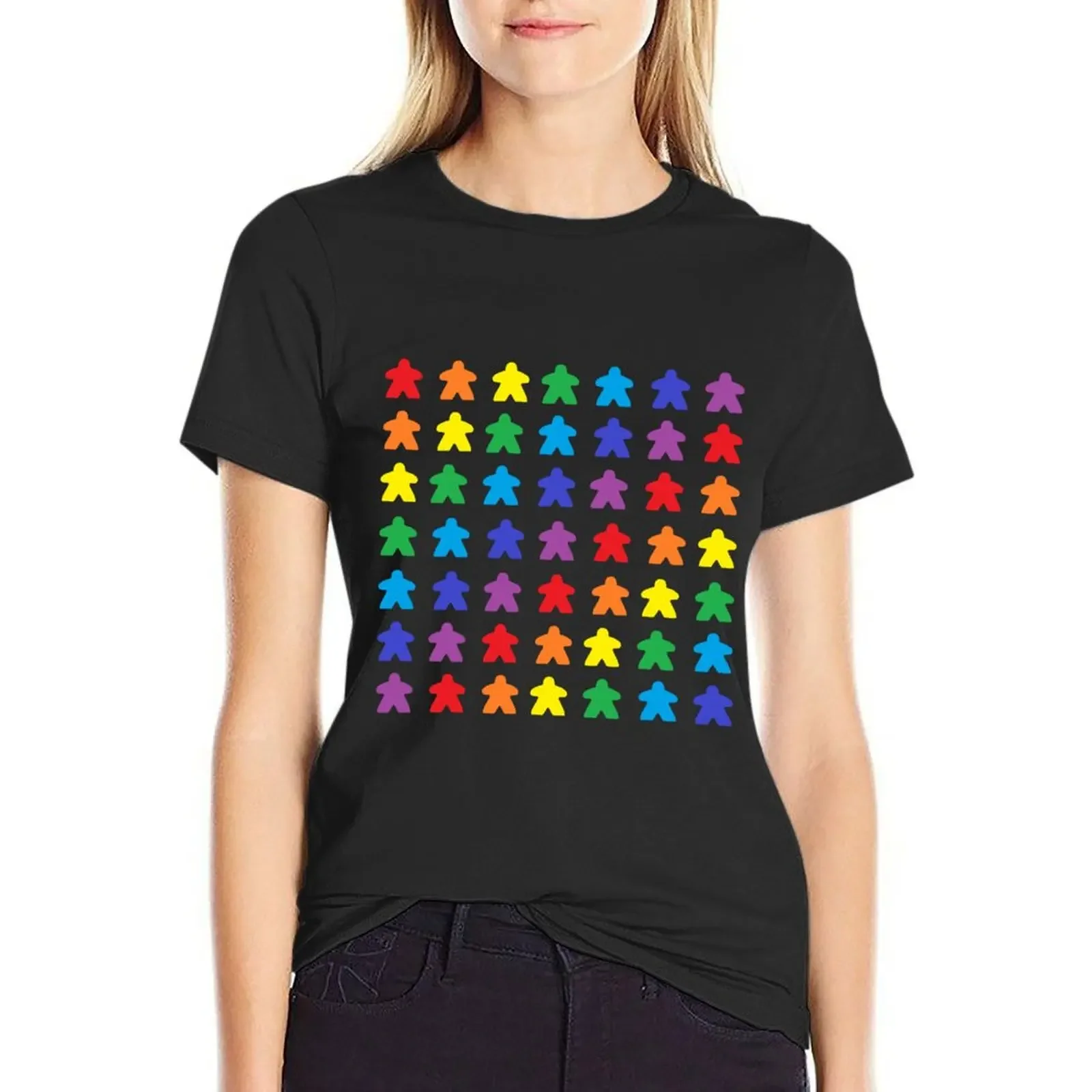 Meeple Rainbow Tabletop Pride T-shirt cute tops korean fashion T-shirt Women