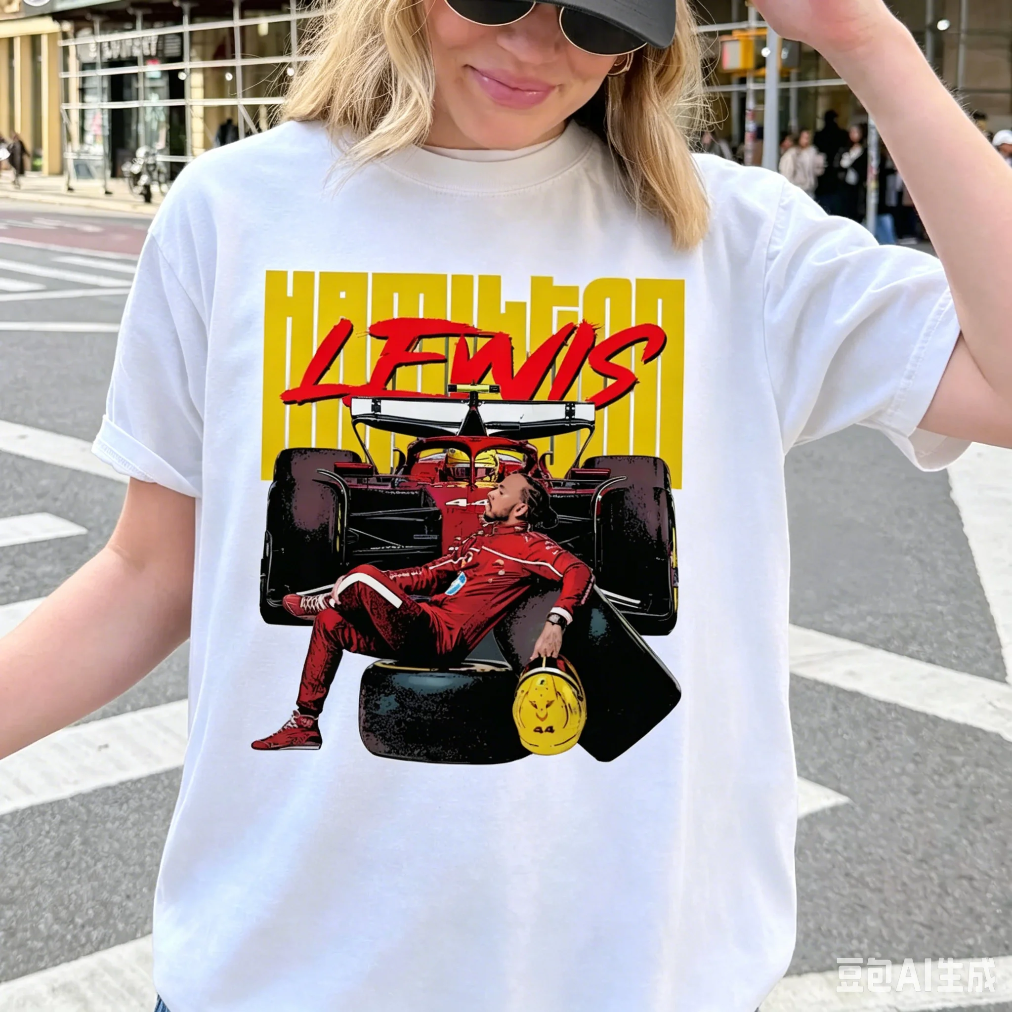 Lewis Hamilton 44 Racing T-shirt Men's Women's Summer Cotton Y2K Clothing Fashion Oversize Short-sleeved Top Unisex Streetwear - view 2