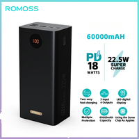 Power Bank 60000mAh ROMOSS PD 22.5W External Battery Fast Charge USB C Powerful Portable Powerbank for Laptop Xiaomi 13 iPhone