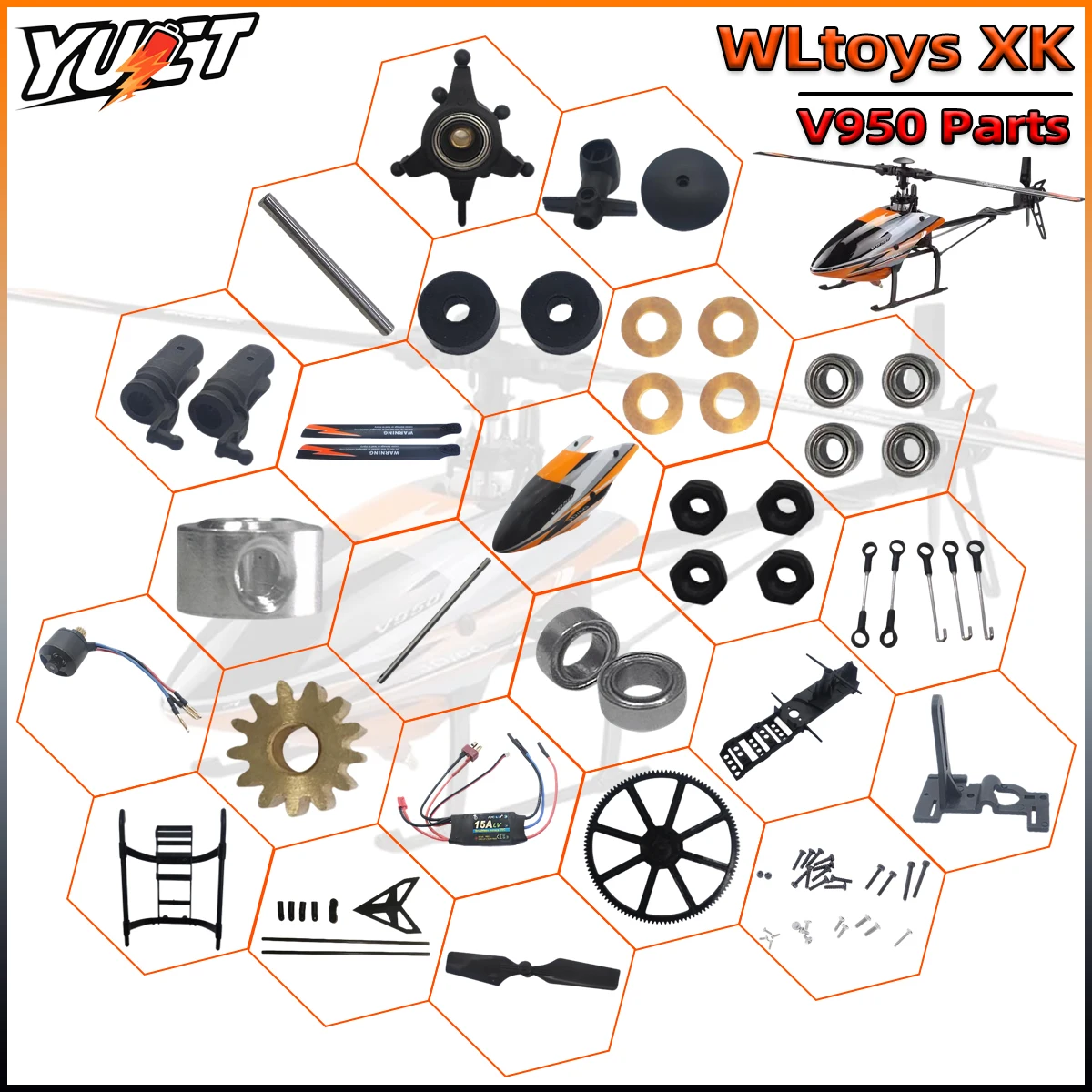 Wltoys V950 RC Helicopter Parts Recvier Servo Shaft Main Gear Motor Rotor Head Canopy ESC Blade Axis Rc accessories
