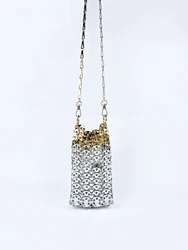 Niche Design Immortal Bag Netizens New Handmade Woven Metal Sequin Chain Mobile Phone One Shoulder Crossbody Small Bag