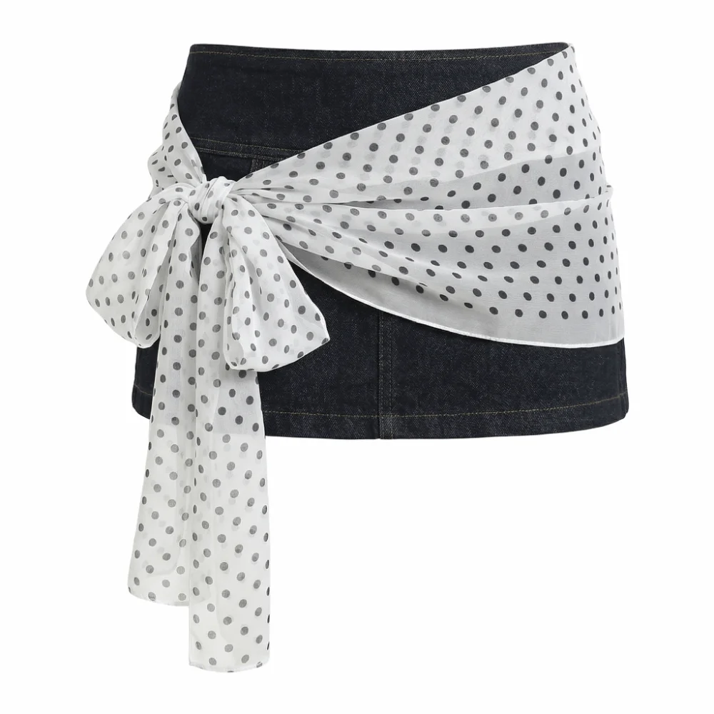 Fashion Polka Dot Pattern Decorative Skirt Thin Fabric Versatile Hip Scarf Lightweight Waist Belt Dresses Matching