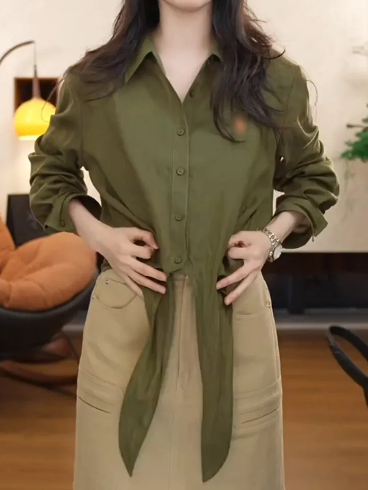 

Fashionable Long Sleeve Loose Fit Collared Shirt Women's Casual Style Breathable Material Korean Version Slimming Top